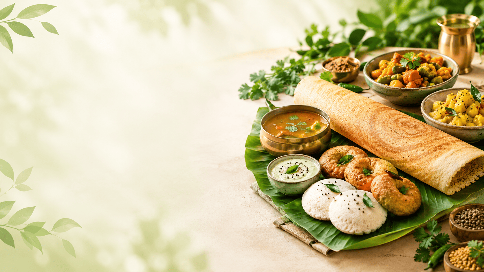 Crisp dosa served with South Indian accompaniments