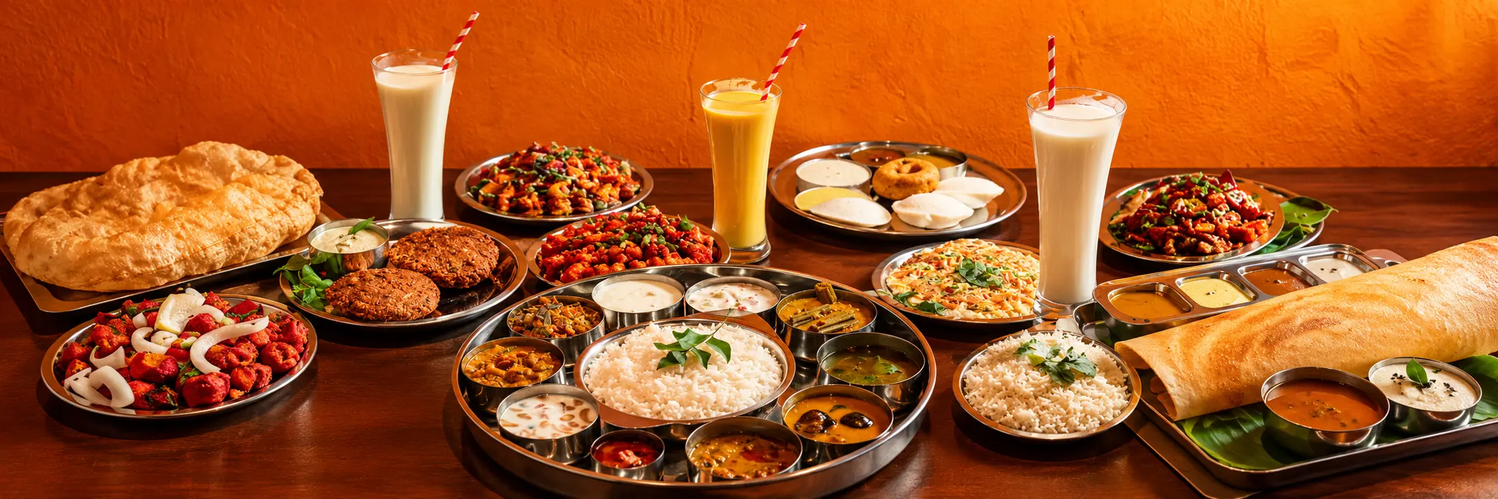 South Indian vegetarian dishes from the Saravanaa Bhavan menu